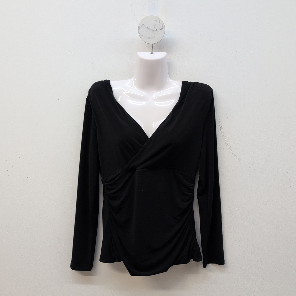 Montgomery Post V Neck Women's Top Size Medium Black